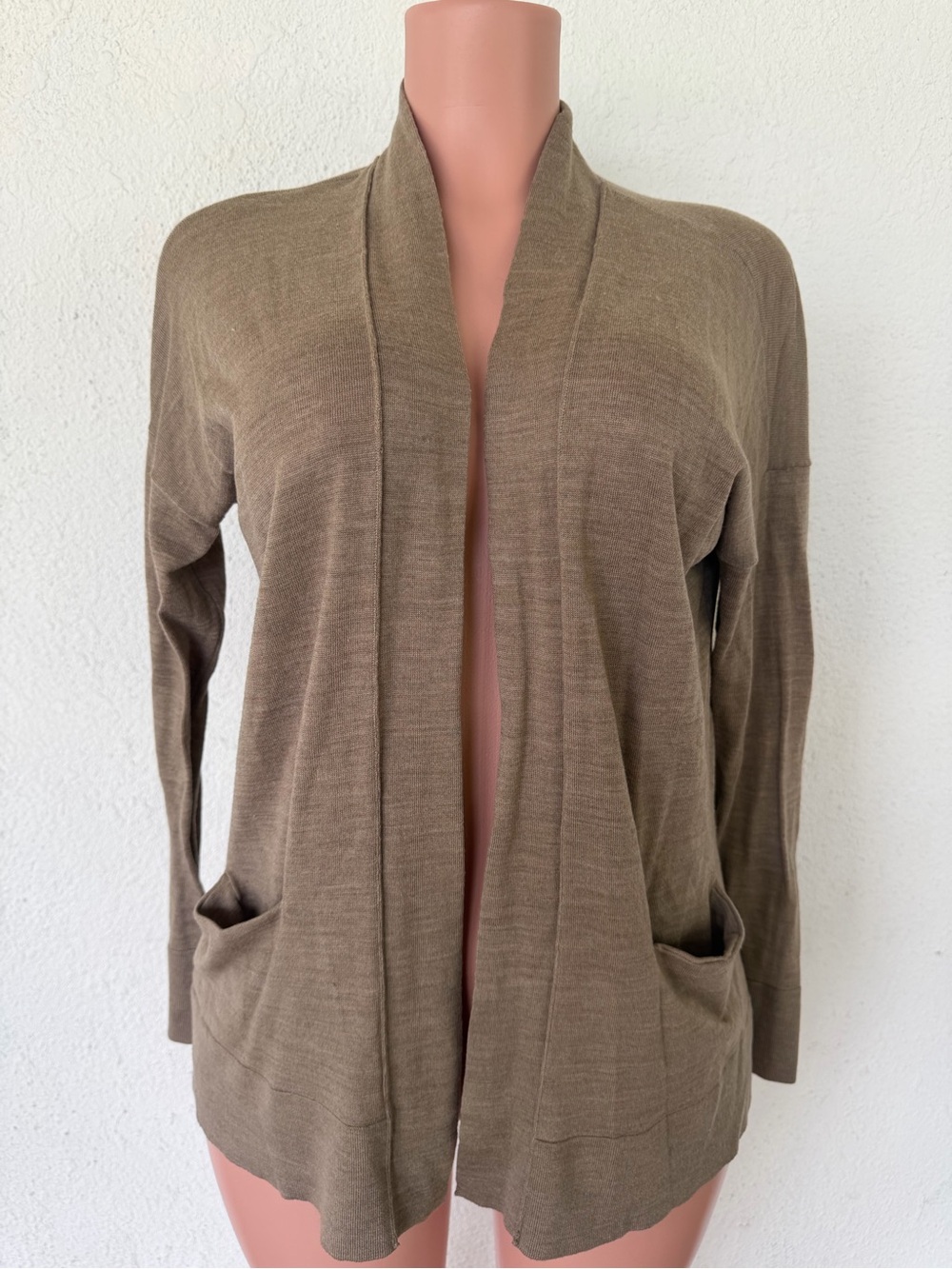 LOFT Open-Front Cardigan Sweater in Taupe Brown